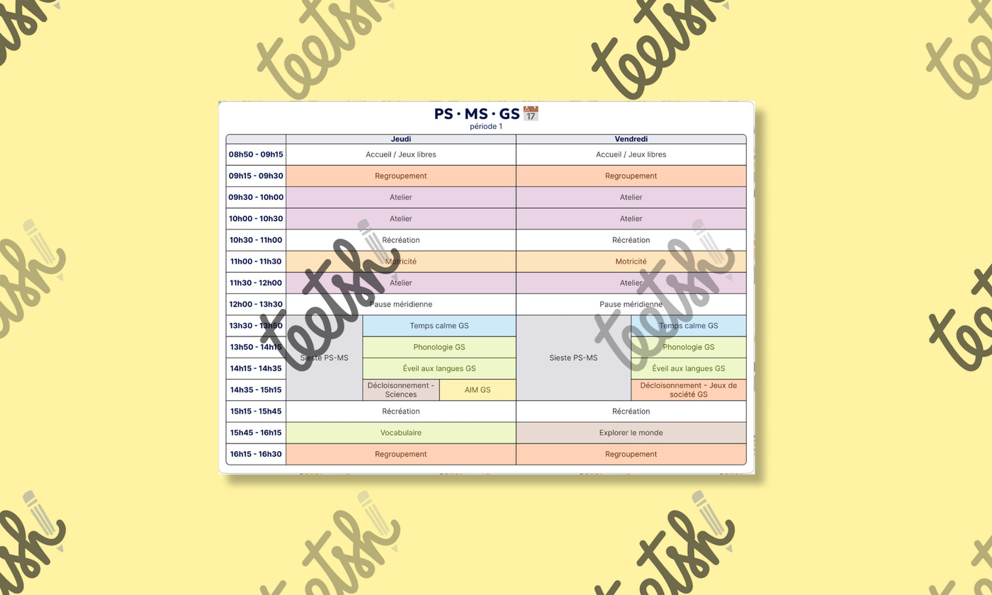 Emploi du temps PS MS GS - Mélanie