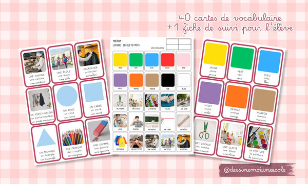 Aperçu Cartes vocabulaire maternelle : L'école - Dessinemoiuneecole x Teetsh