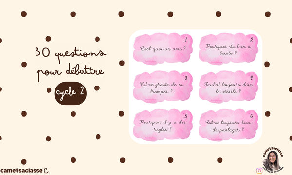 30 questions débat Cycle 2 Cam et sa classe Vignette 1