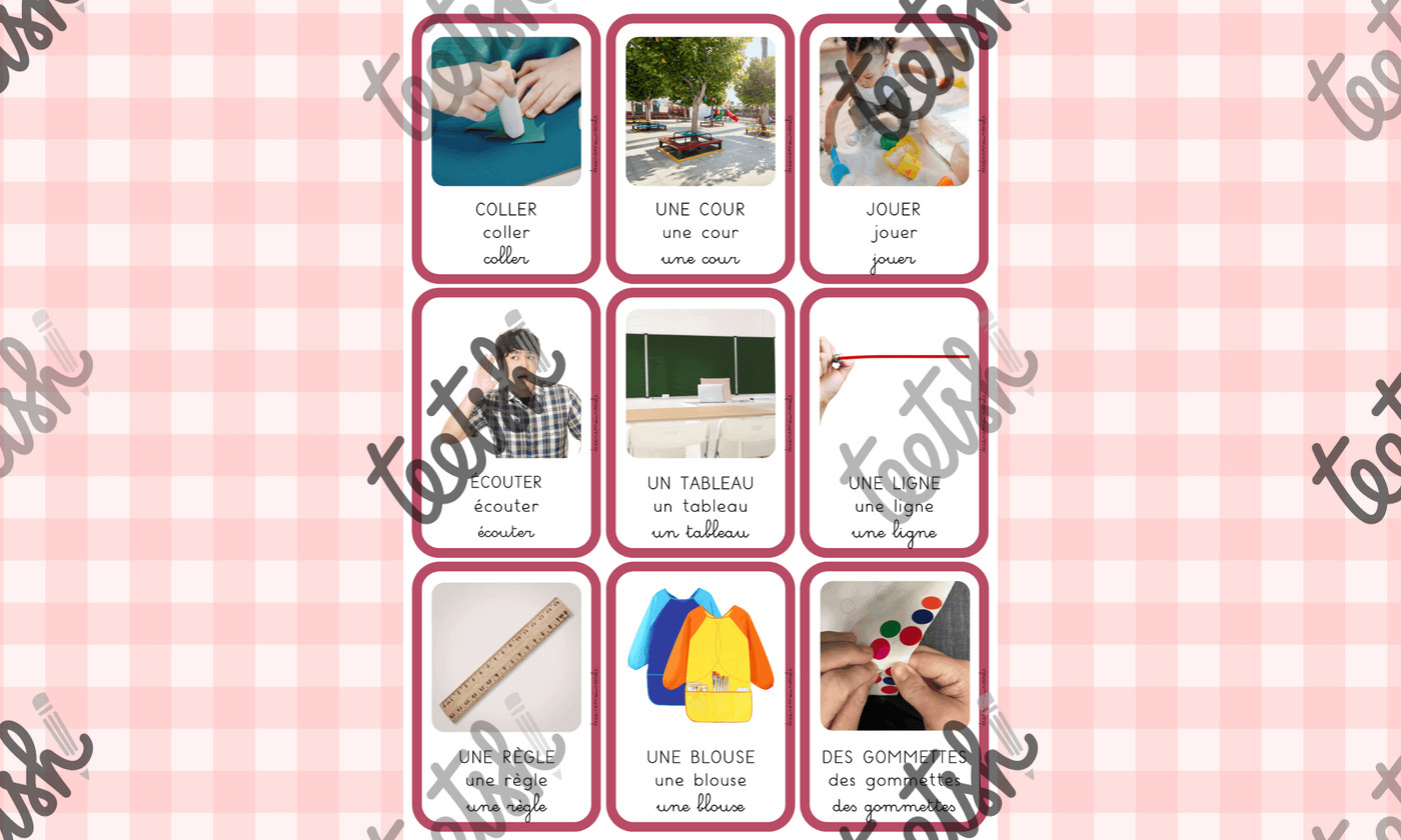 Aperçu Cartes vocabulaire maternelle : L'école - Dessinemoiuneecole x Teetsh - Aperçu 2