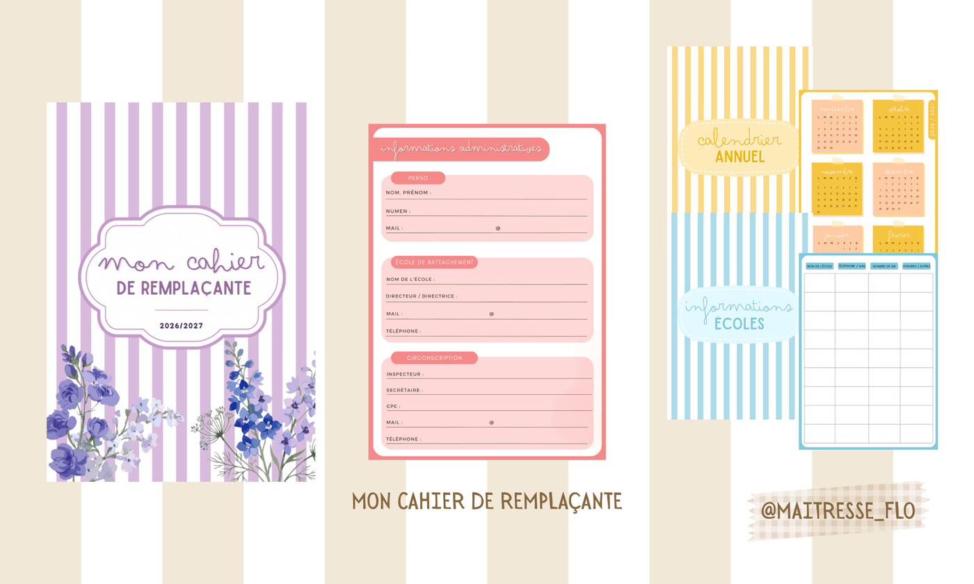 Aperçu Cahier remplaçant Maitresse Flo Vignette1