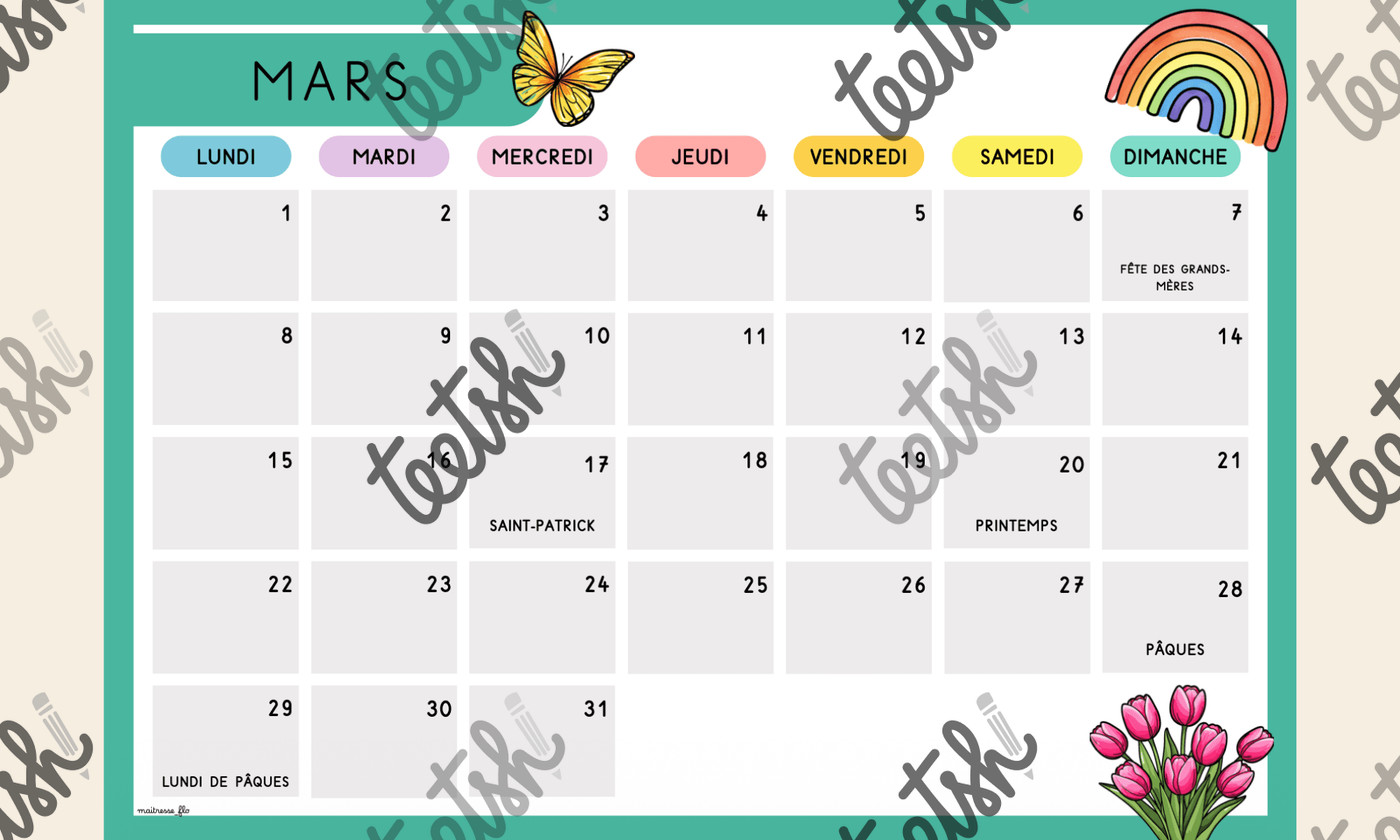 Aperçu calendrier Maitresse Flo Visuel 3