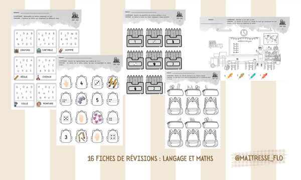 Fiches révisions de rentrée Maitresse Flo