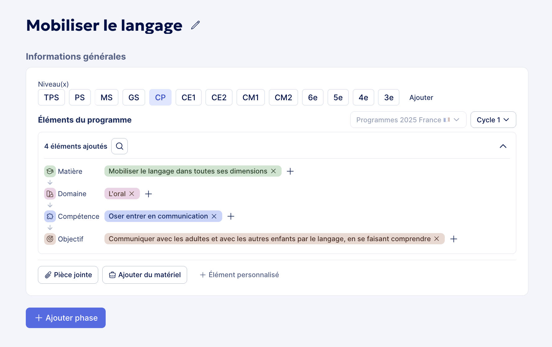 fiche de prep avec programme officiel intégré