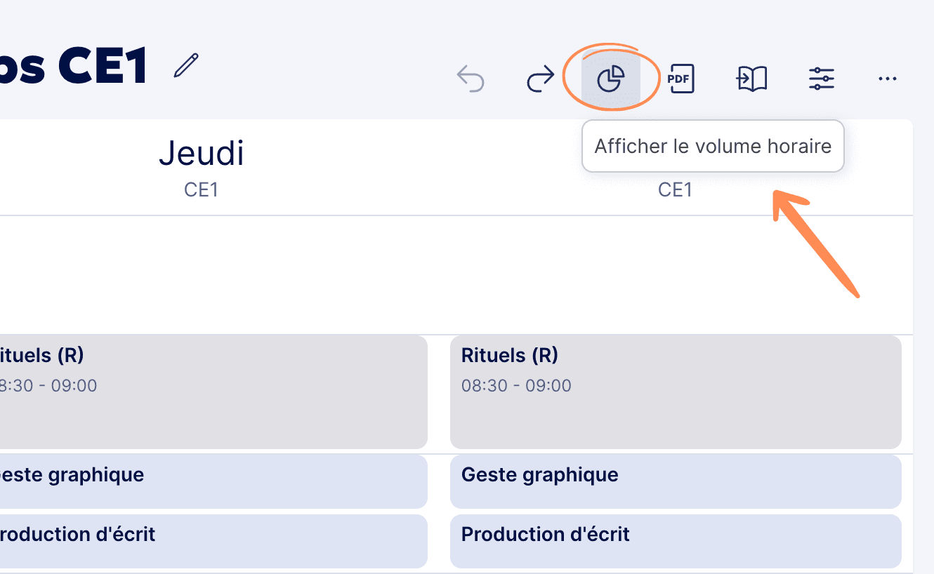 Aperçu Afficher le volume horaire