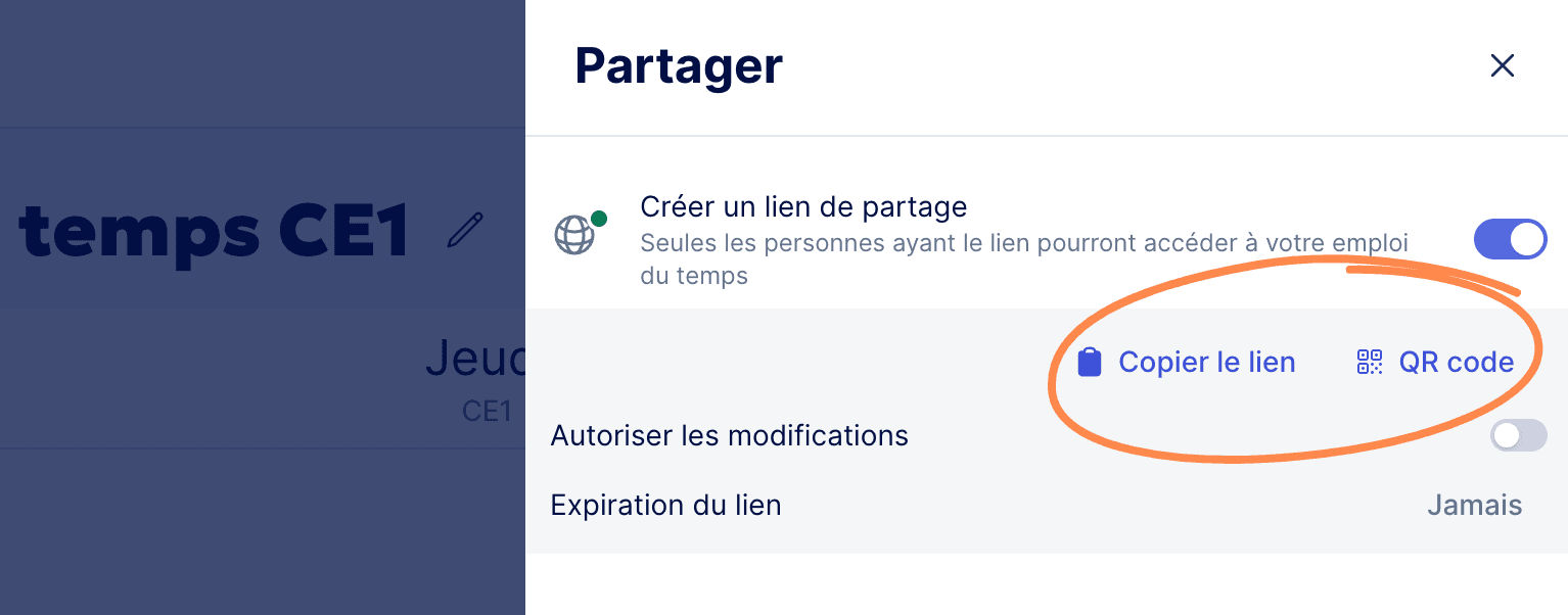 Aperçu Partager l’emploi du temps