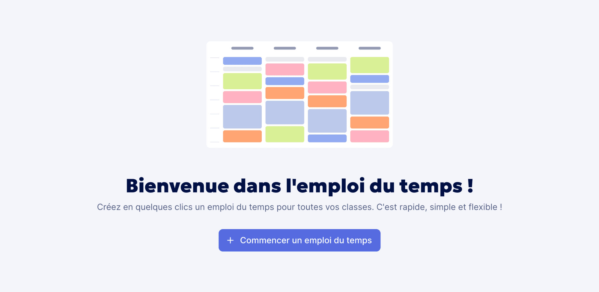Aperçu Accueil du module Emploi du temps