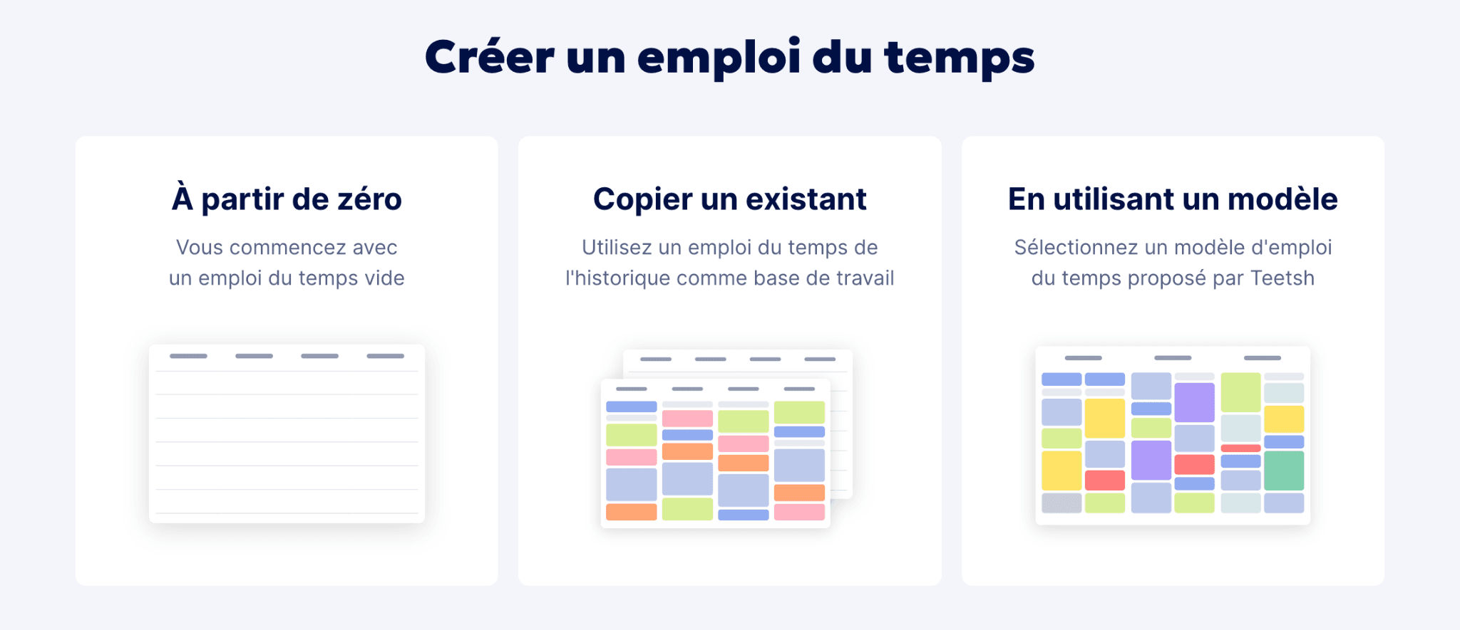 Aperçu Choisir le mode de création