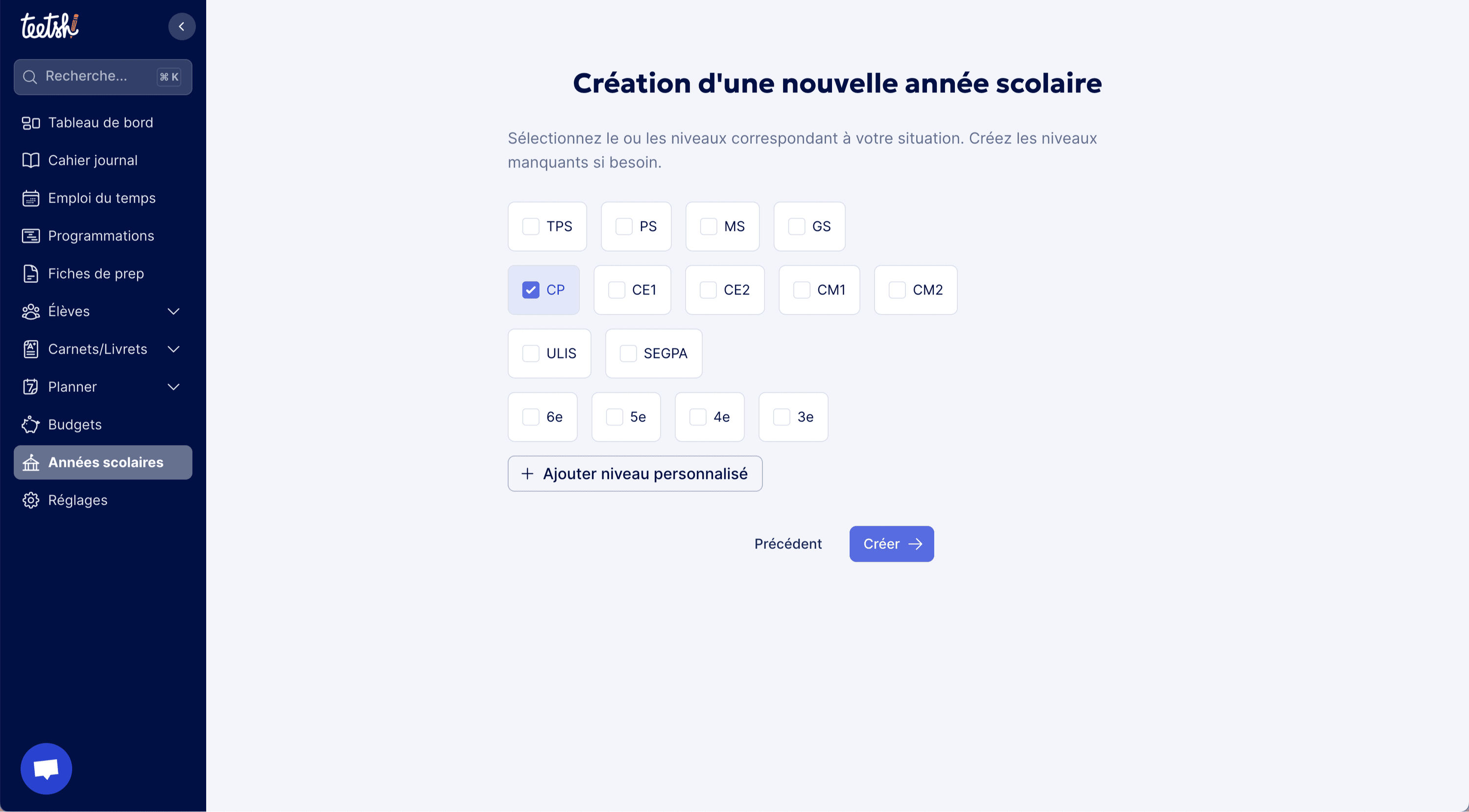 Aperçu - Sélectionner des niveaux