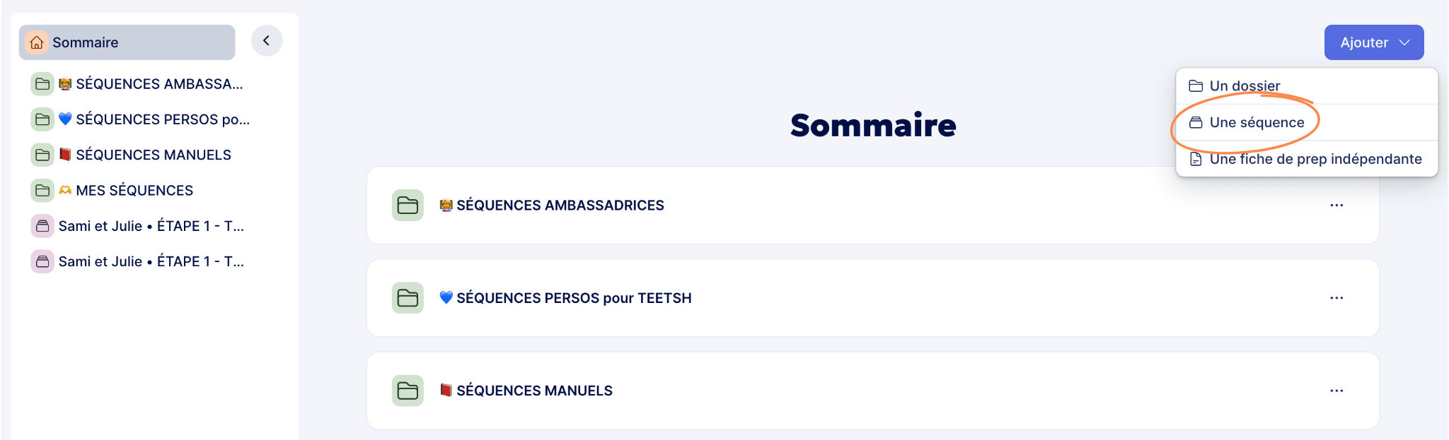 Aperçu Ajouter une nouvelle séquence