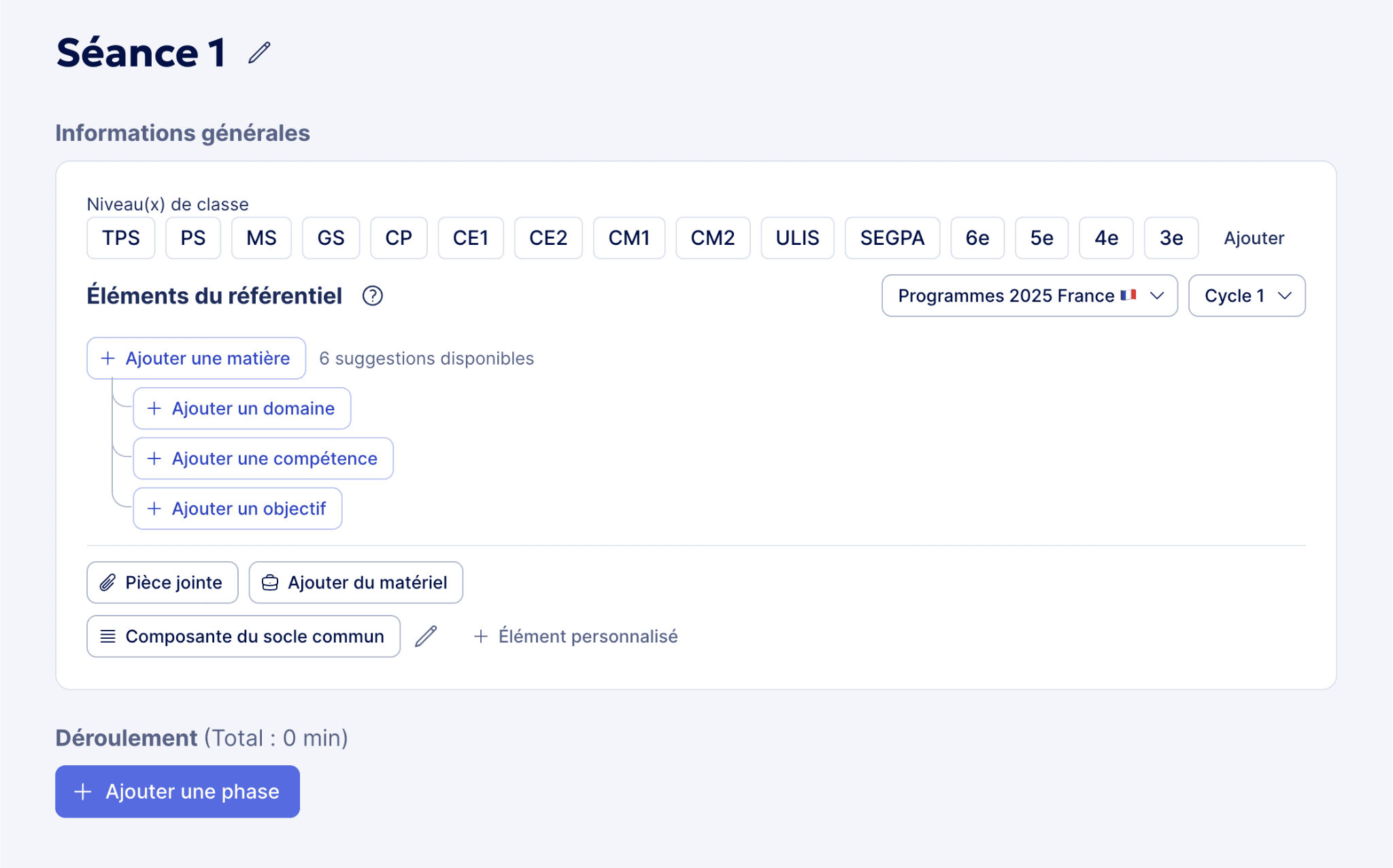 Aperçu Aperçu de la structure d’une séance