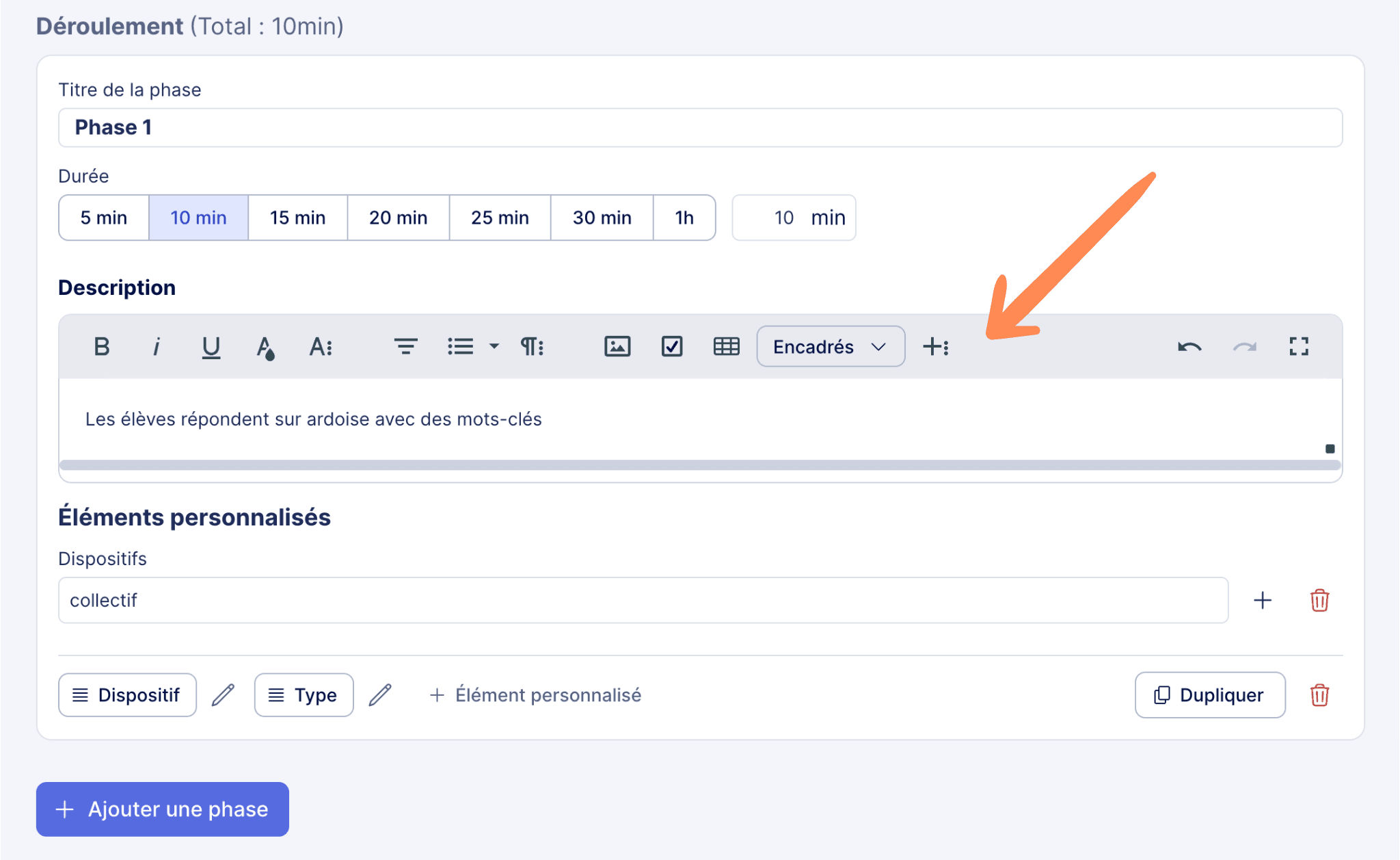 Aperçu Utiliser l’éditeur de texte enrichi