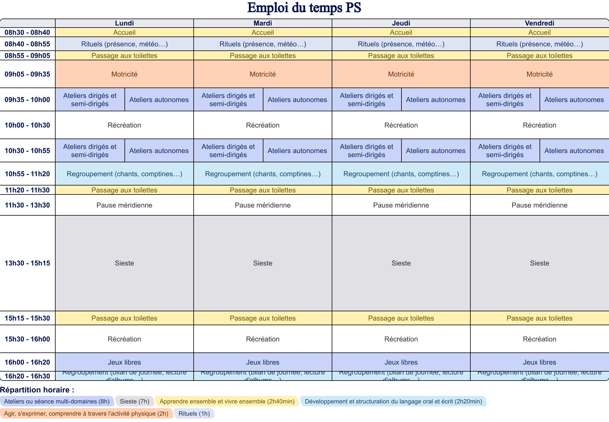 Aperçu Emploi du temps PS