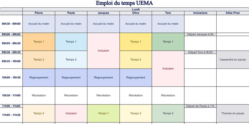 Aperçu Emploi du temps UEMA
