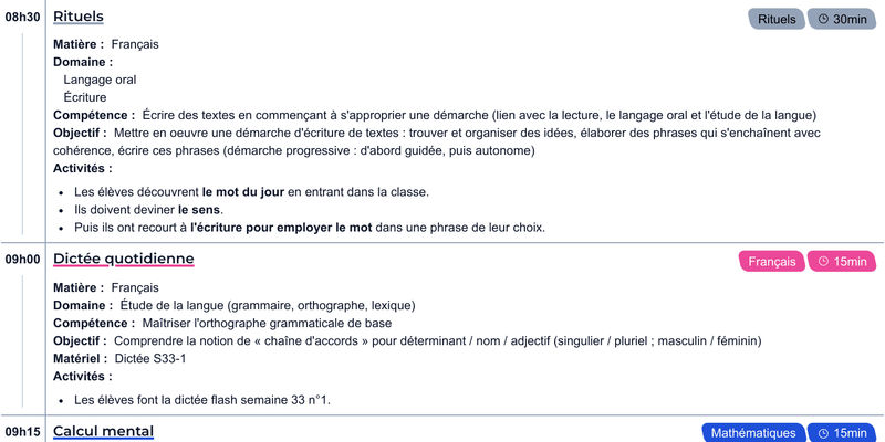 Image exemple d'un cahier journal CE2