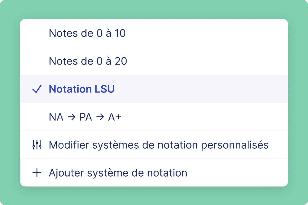 Aperçu - Carnet de Notes - Système de notation -Teetsh