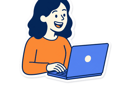 enseignante heureuse derrière son laptop qui utilise teetsh