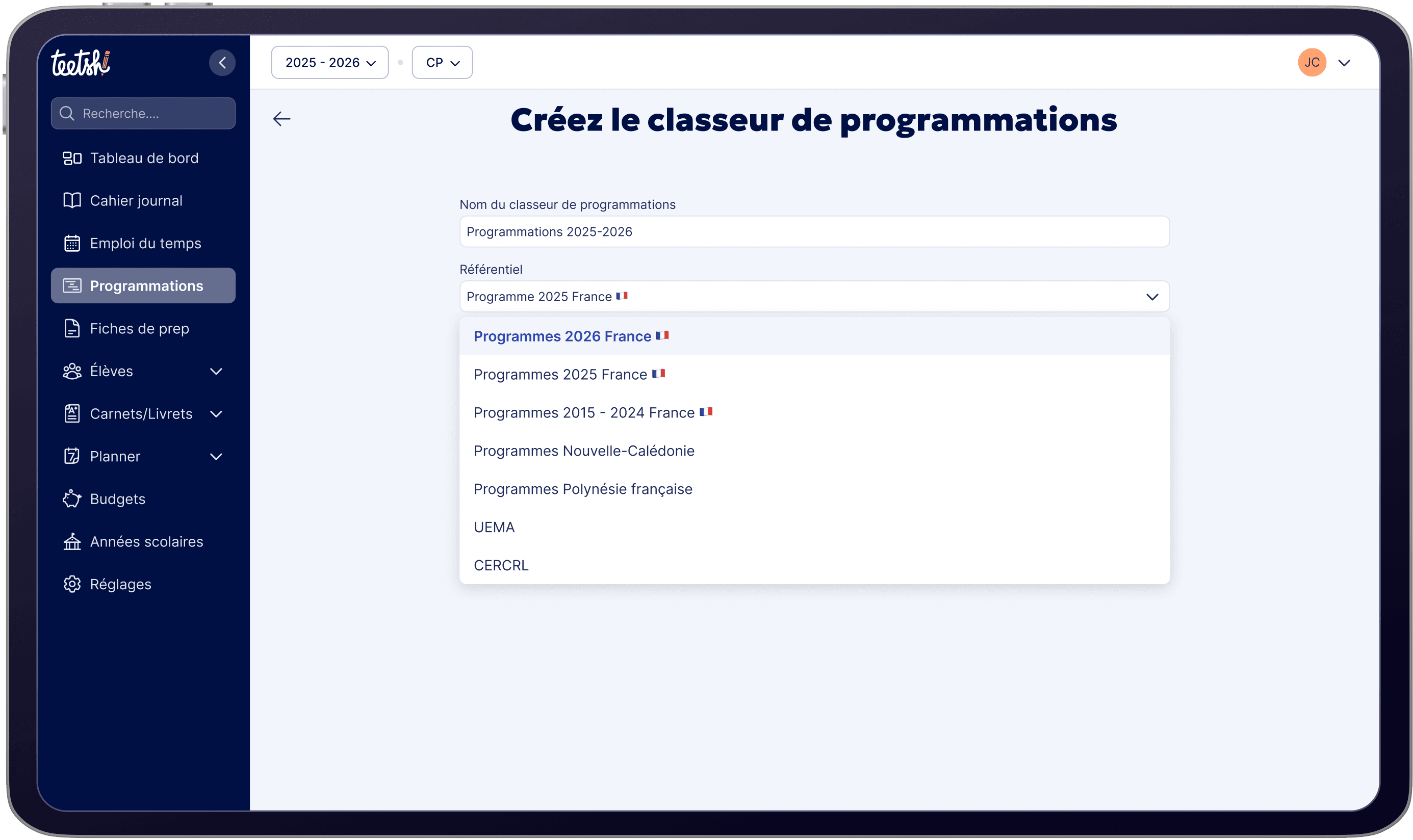 Aperçu - Programmes officiels préintégrés - Teetsh