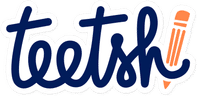 Logo Teetsh bleu nuit avec crayon orange
