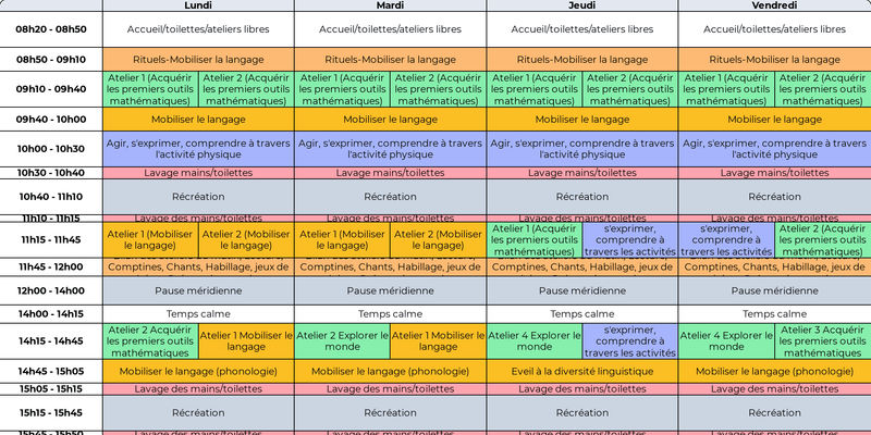 Exemple d'un emploi du temps MS