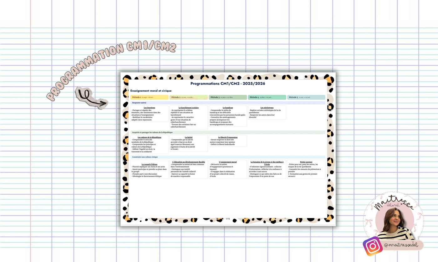 Programmation CM1 CM2 Maitresse Deb Vignette1