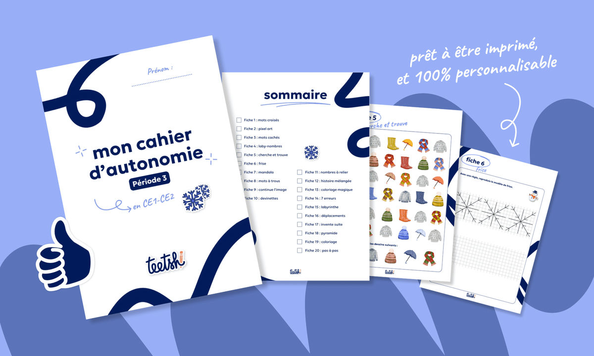 Aperçu Cahier d'autonomie Teetsh CE1 CE2 Période 3