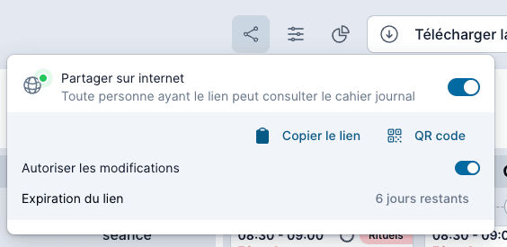 Partager le cahier journal