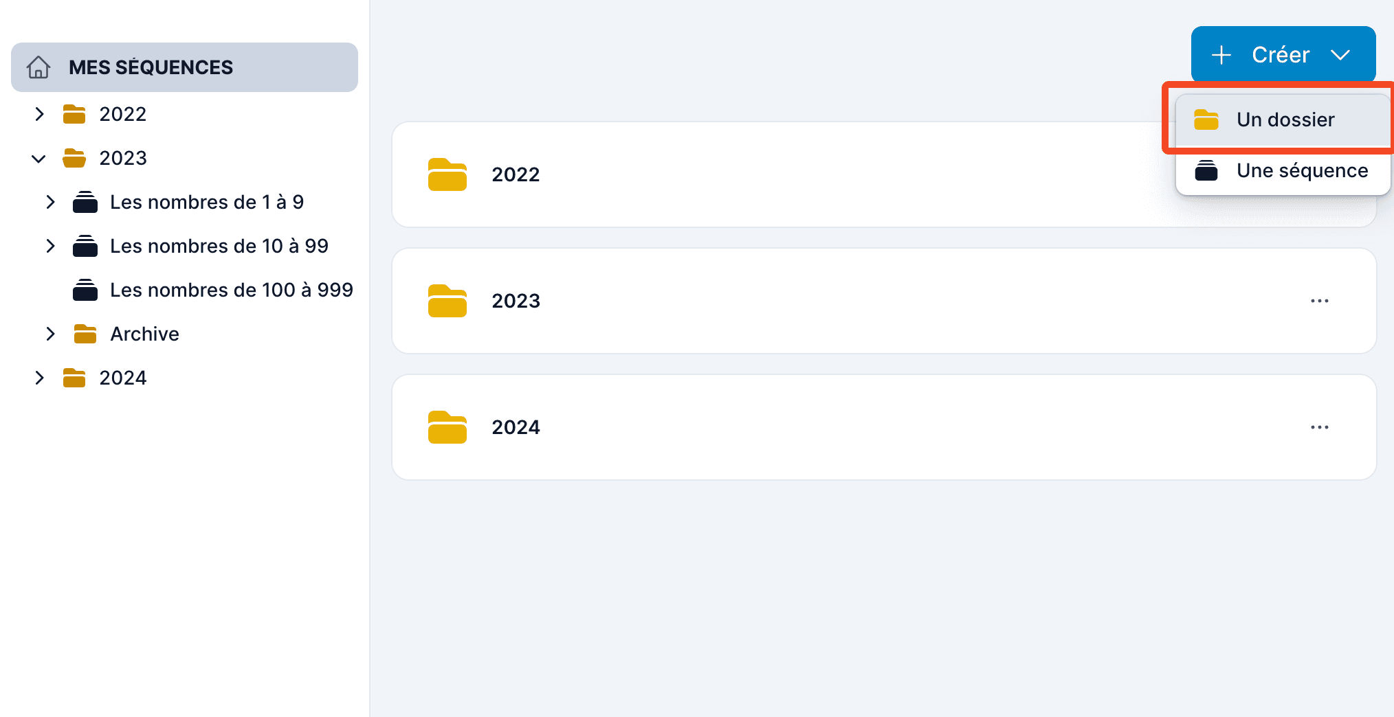 Ajouter un dossier pour organiser les séquences