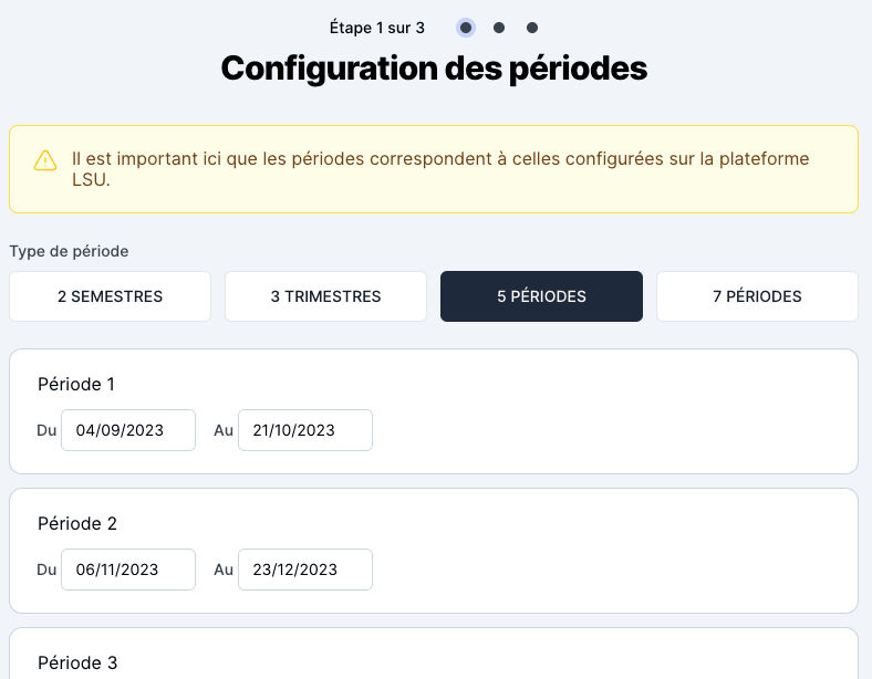 Configuration du nouveau livret