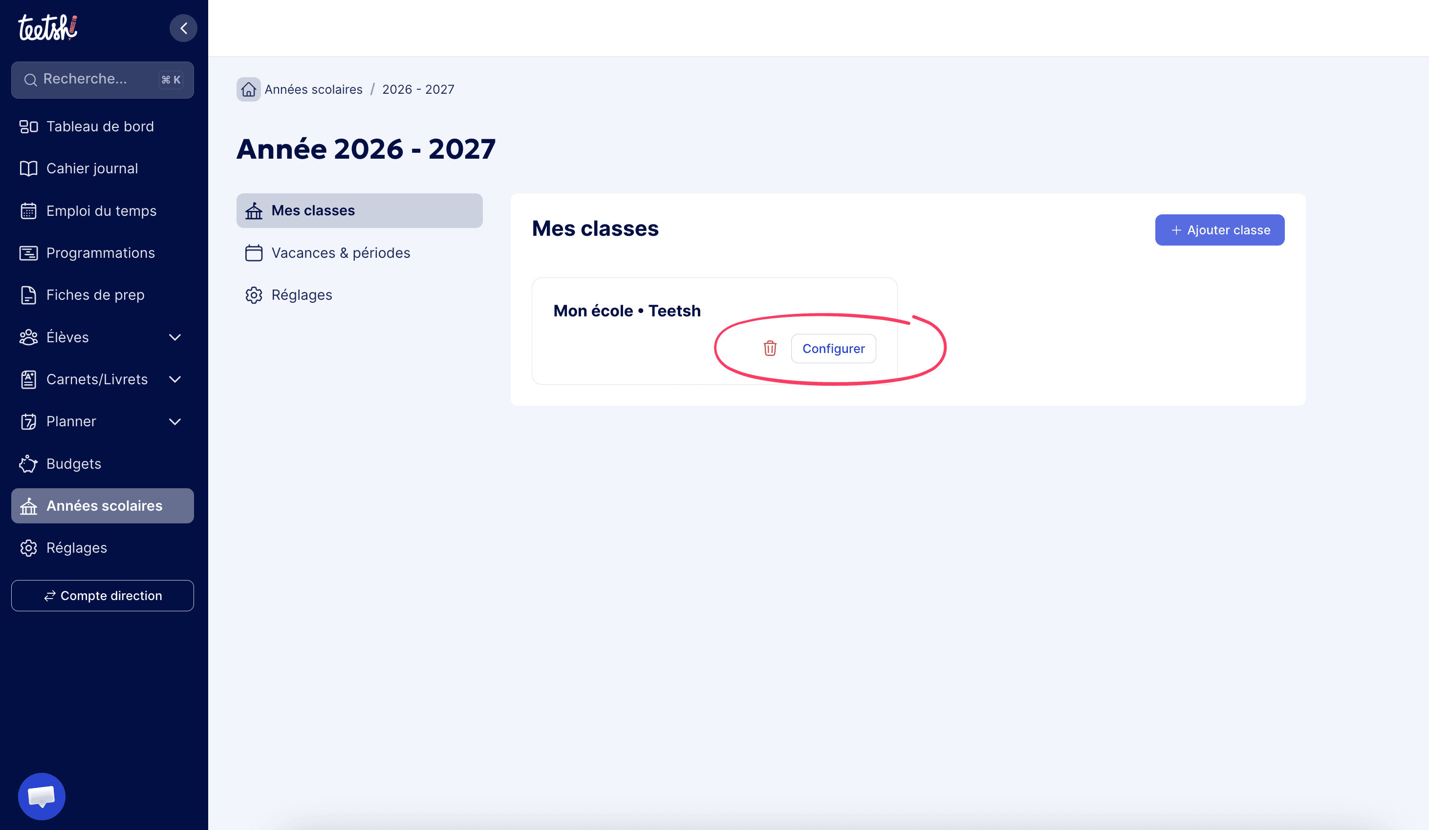Cliquer sur Configurer
