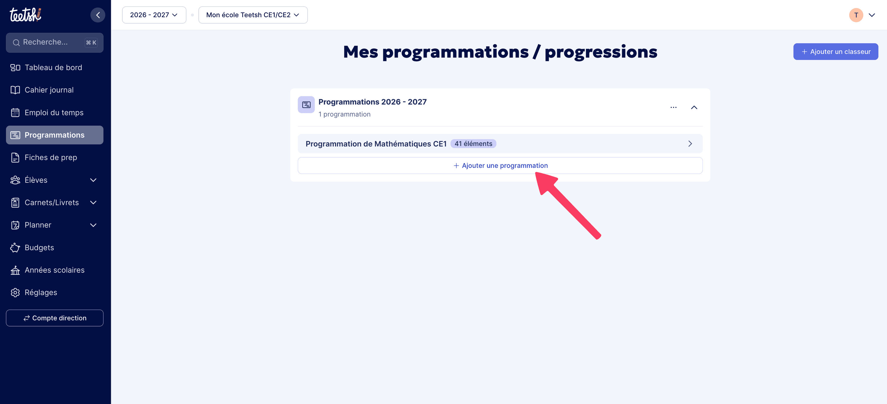 Ajout d'une programmation