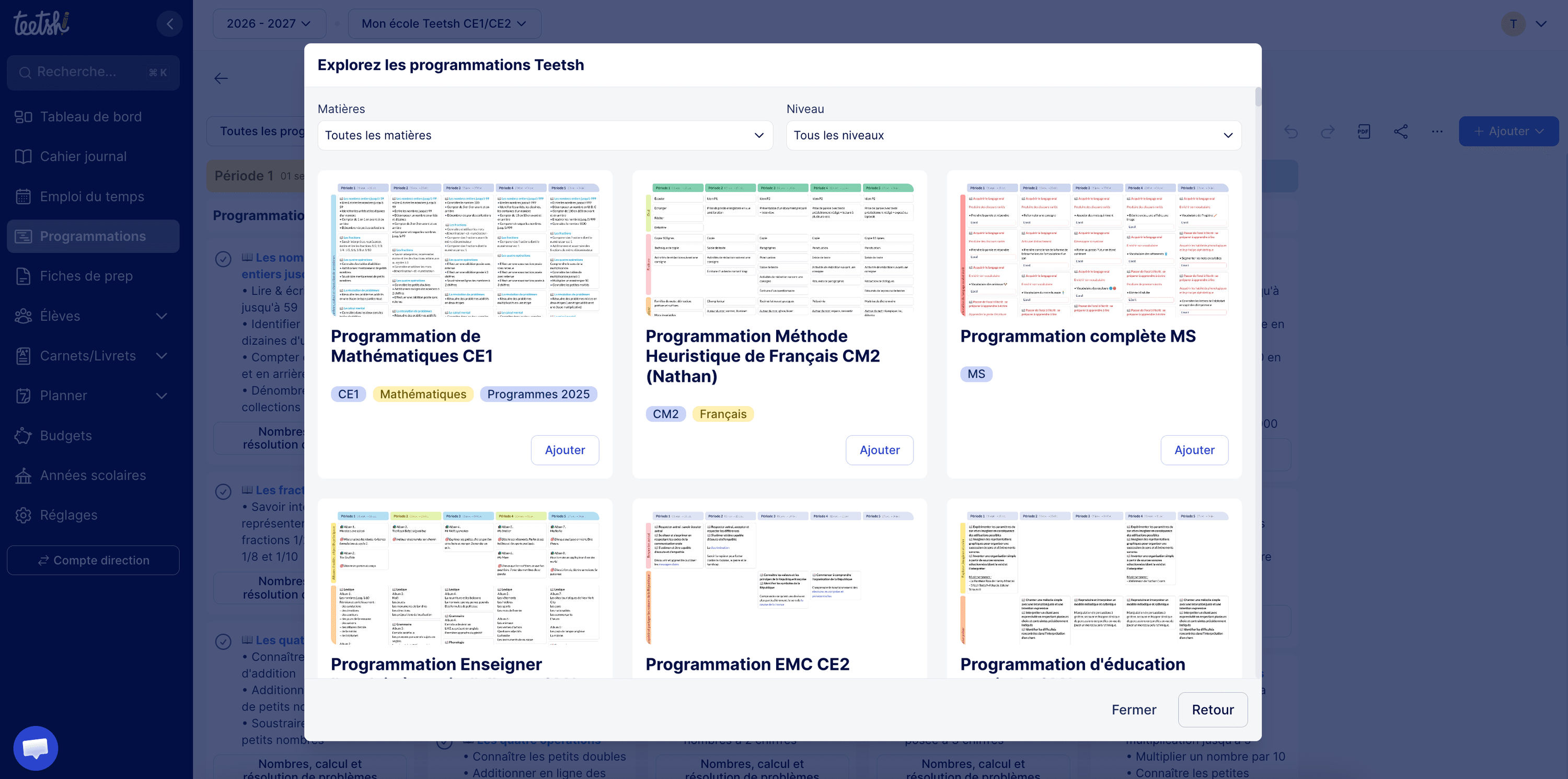Modèles de programmations et progressions Teetsh