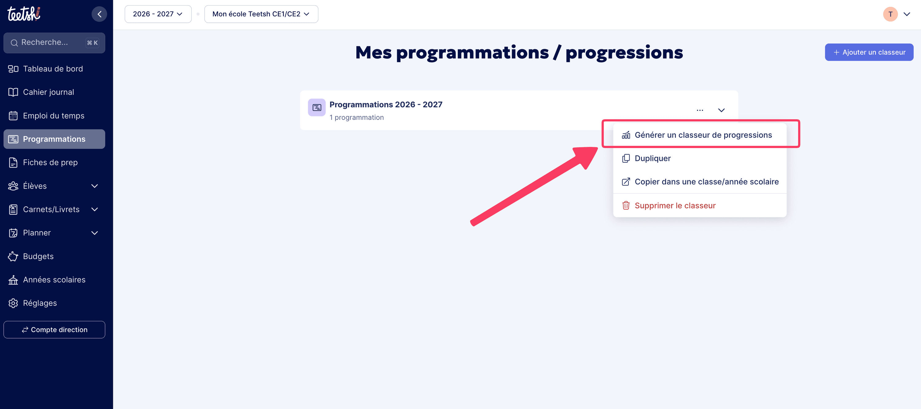 Générer une progression à partir d'une programmation