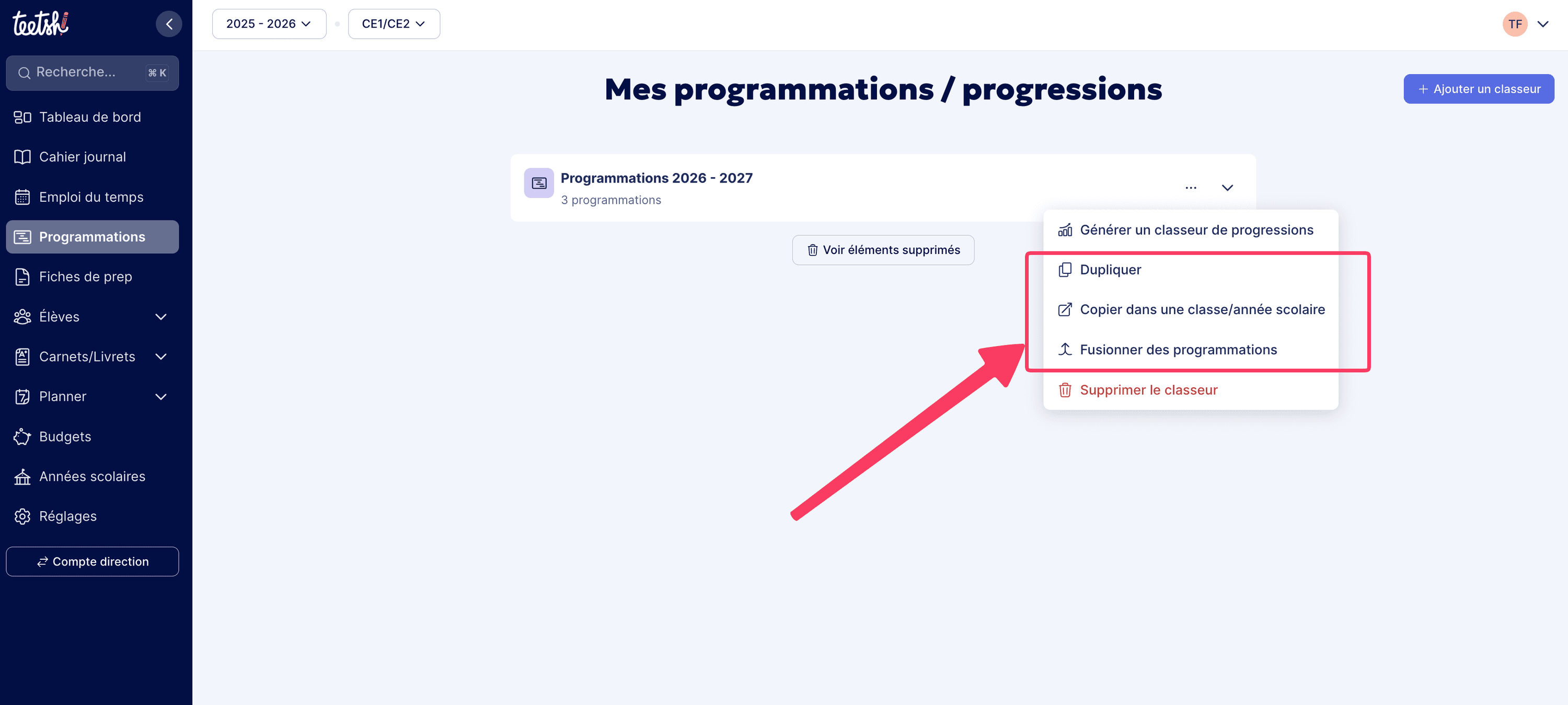 Organiser les programmations