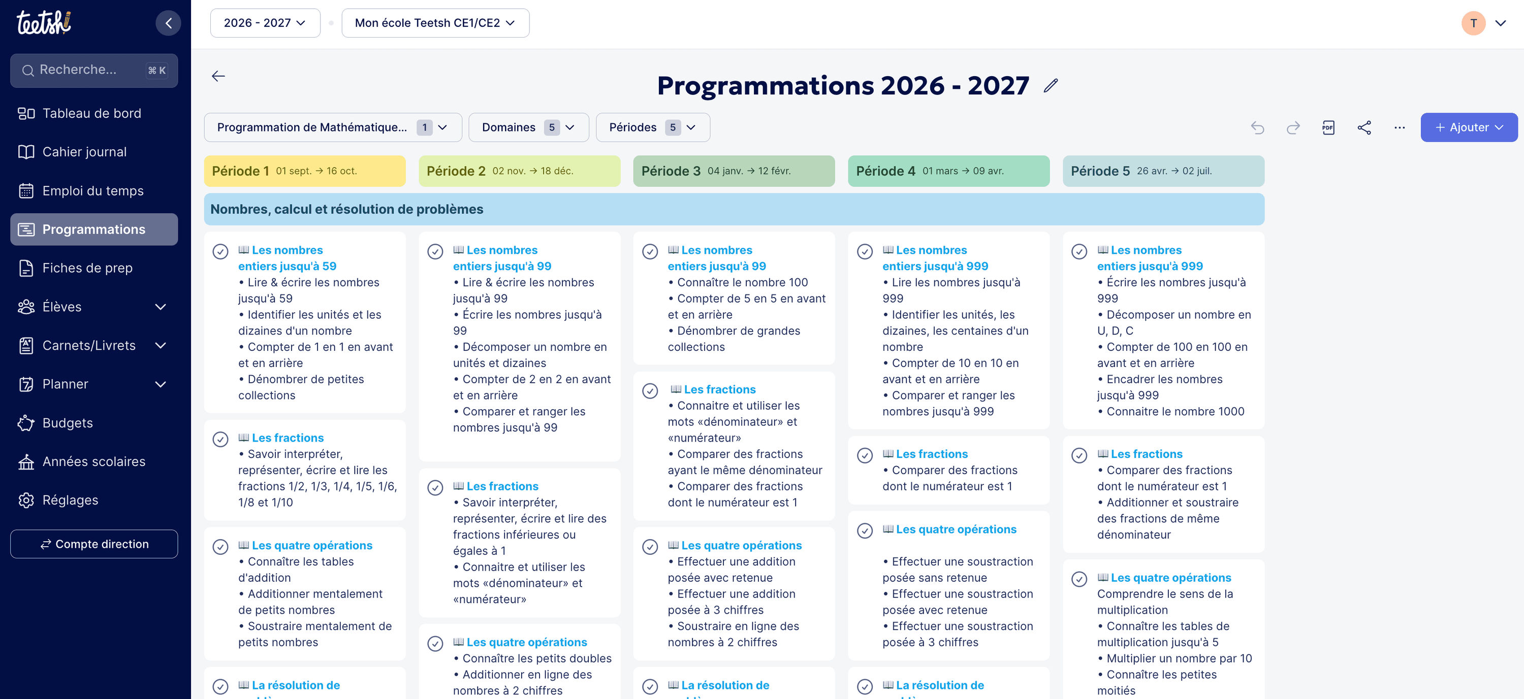 Visualisation et modification d'une programmation