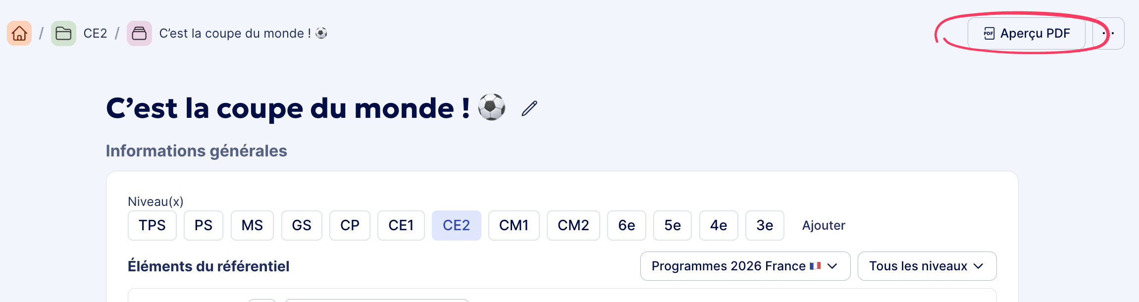 Prévisualiser la séquence en PDF