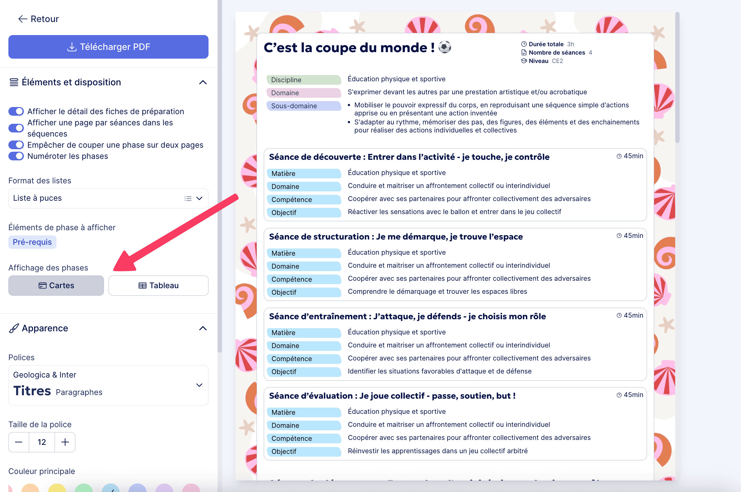 Personnaliser l’export PDF