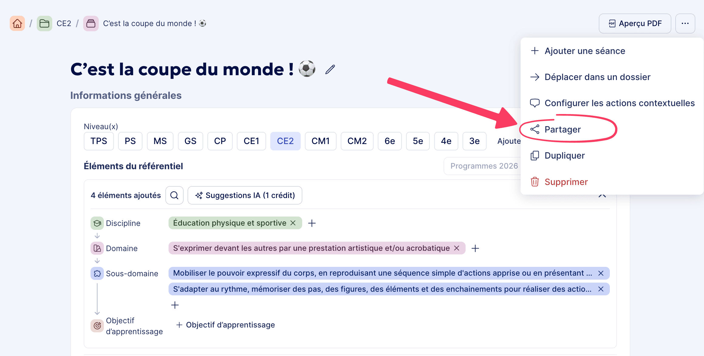 Partager une séquence par email