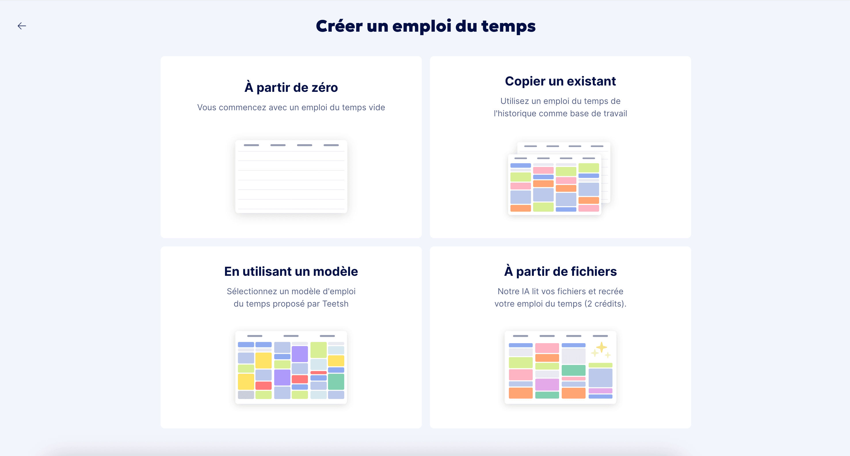 Accueil du module Emploi du temps