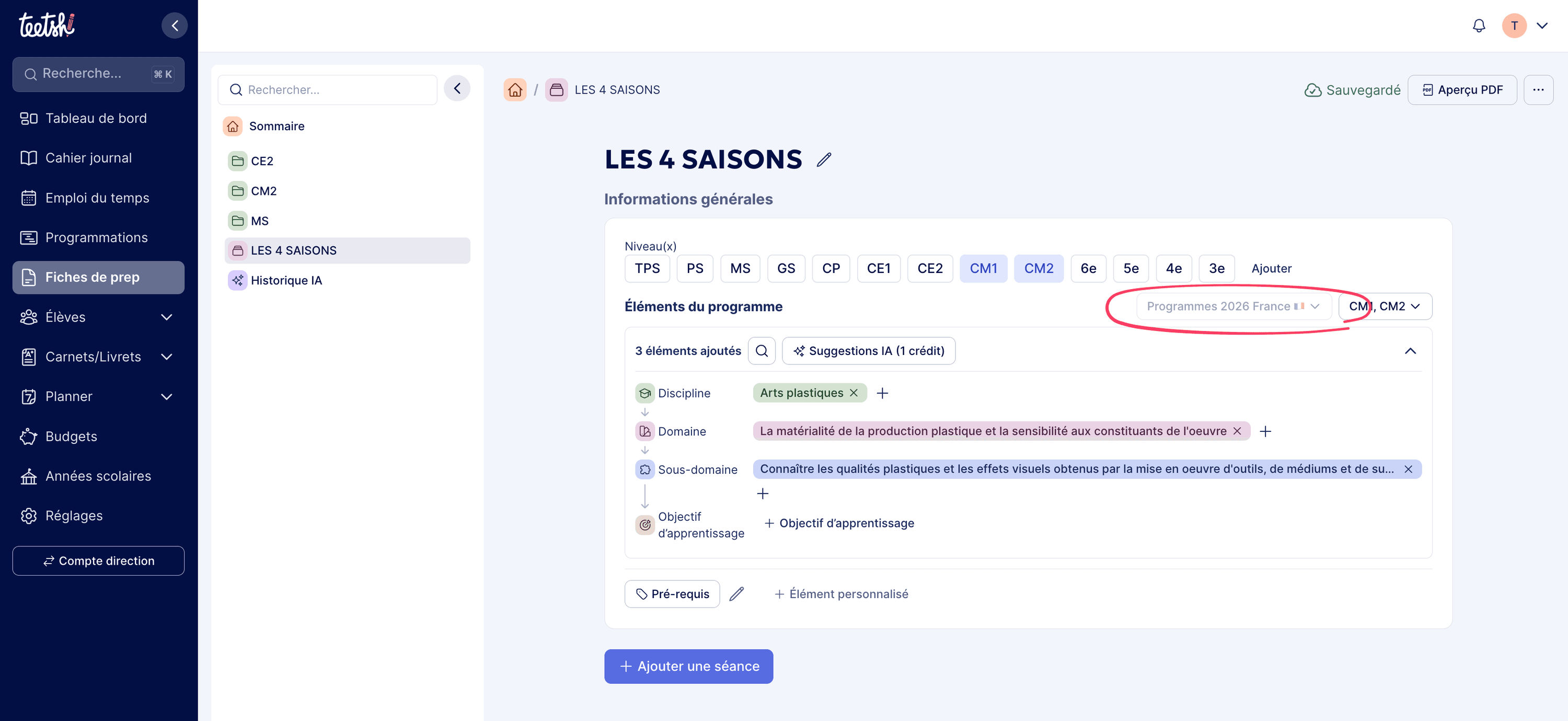 Renseigner les informations générales de la séquence