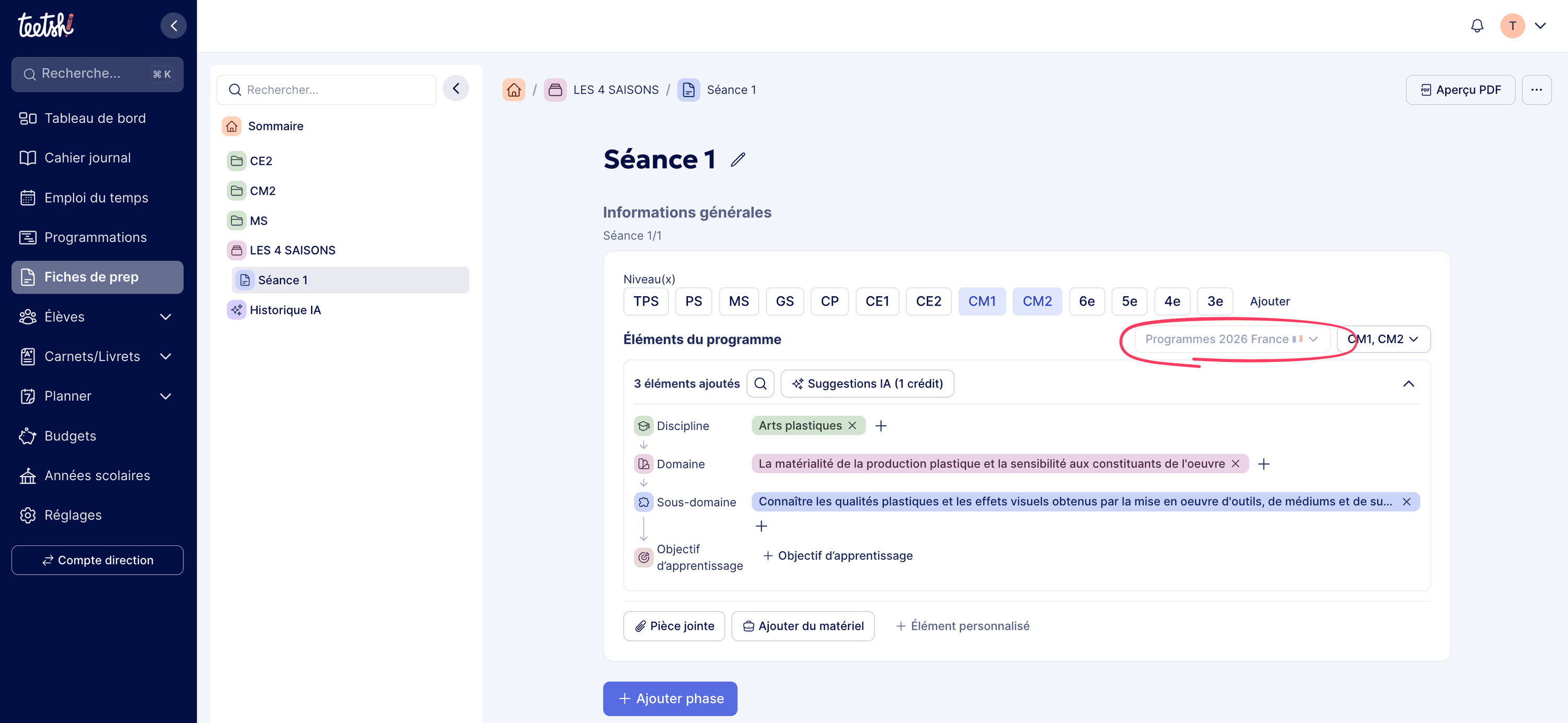 Éditer une fiche de prep unique