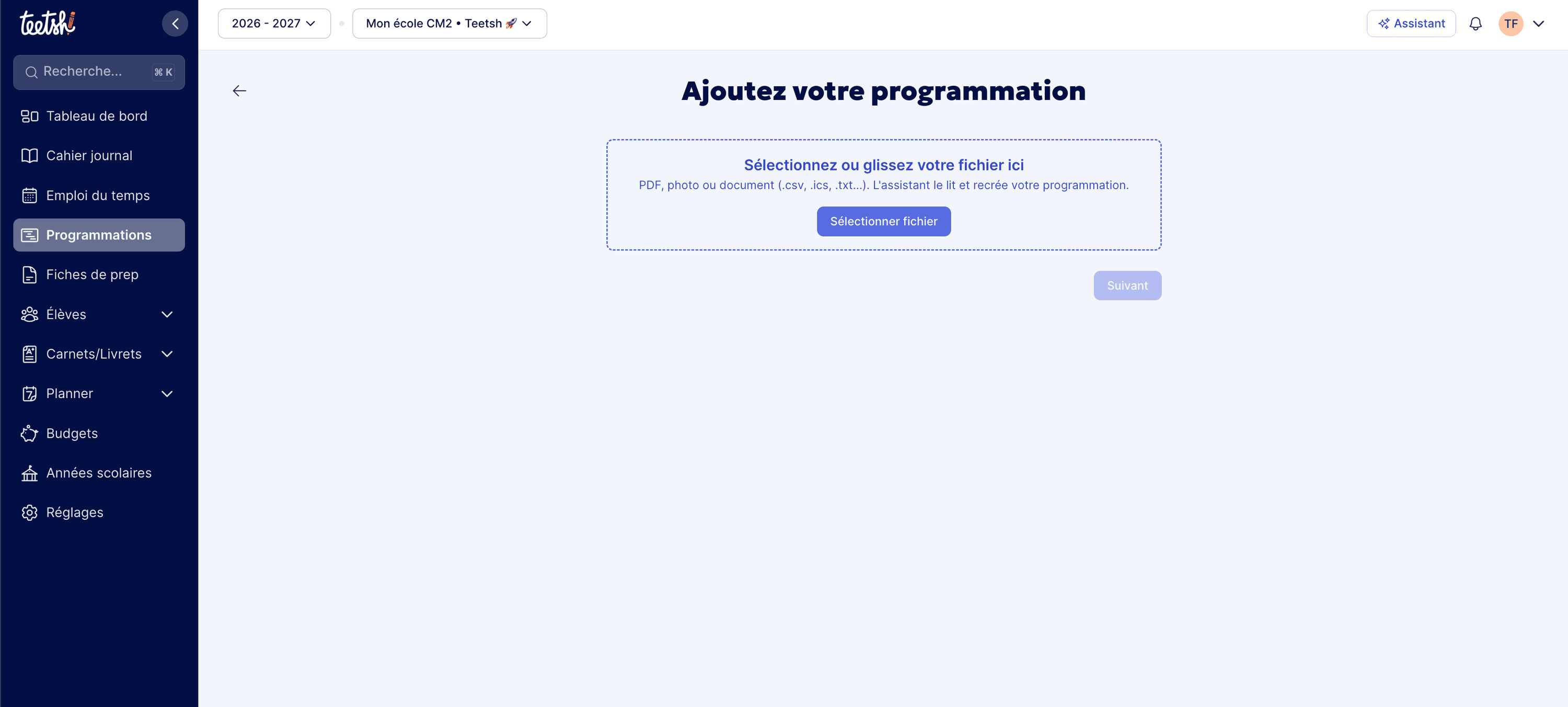 Création de programmations à partir de fichiers