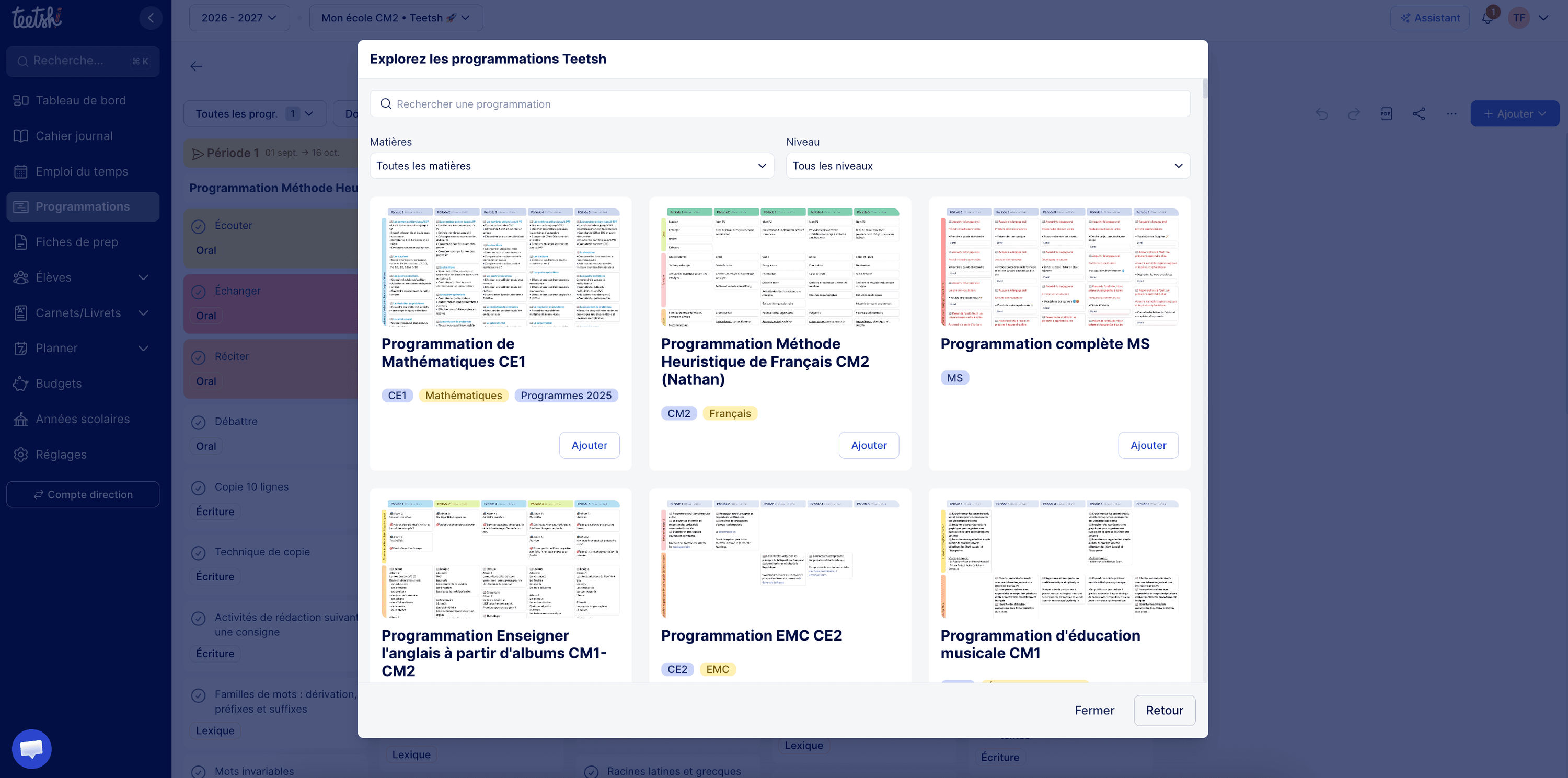 Modèles de programmations et progressions Teetsh