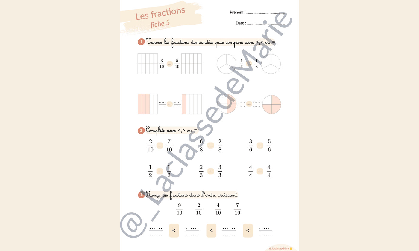 Aperçu séquence fractions CE1 La Classe de Marie Visuel 3