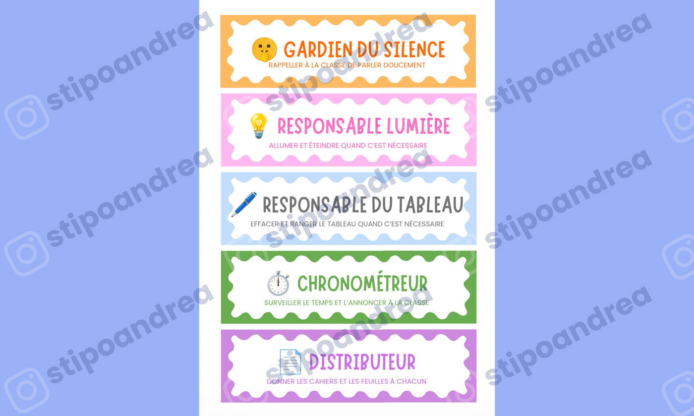 Étiquettes responsabilités • Cycle 2 & 3 🏷️