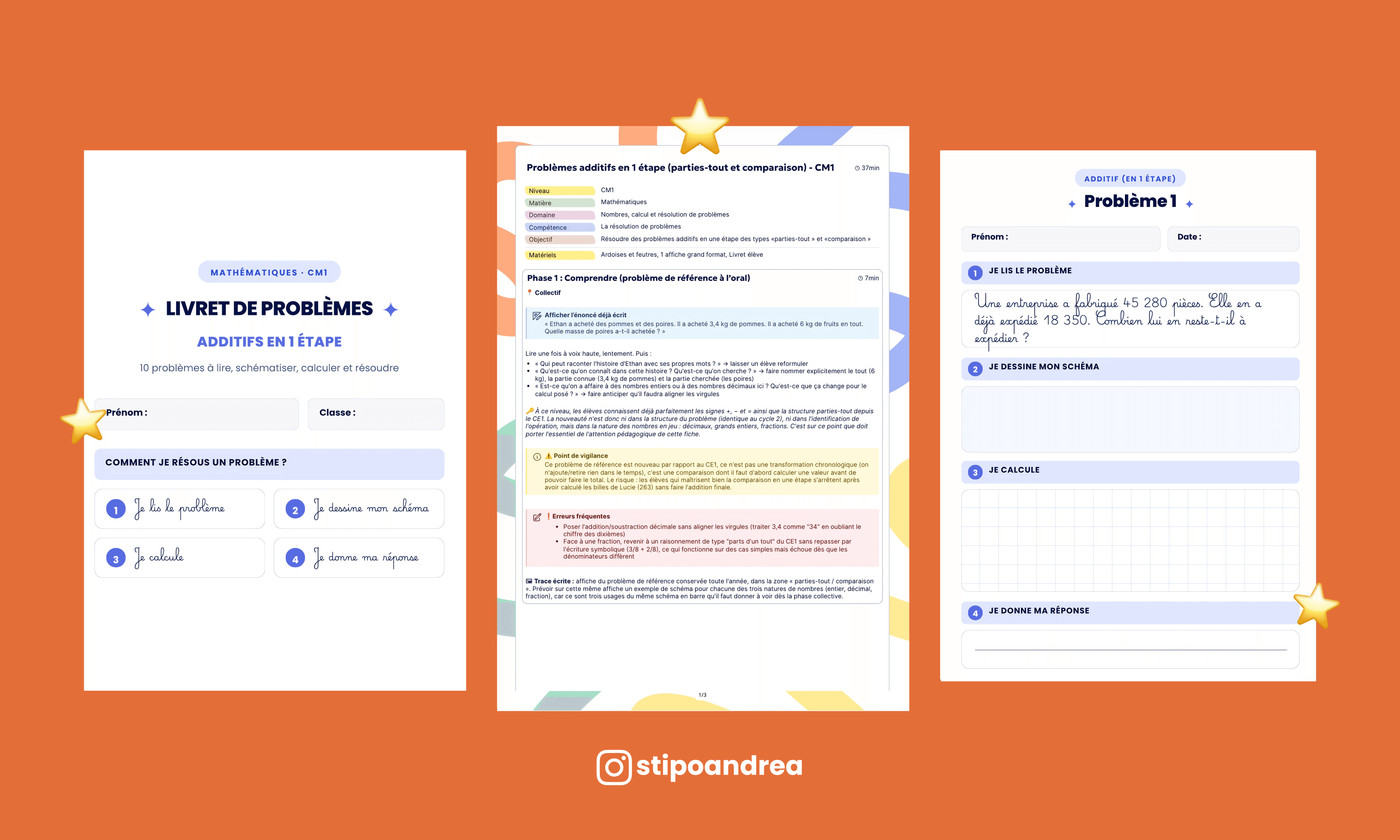 Aperçu problèmes maths à imprimer CM1