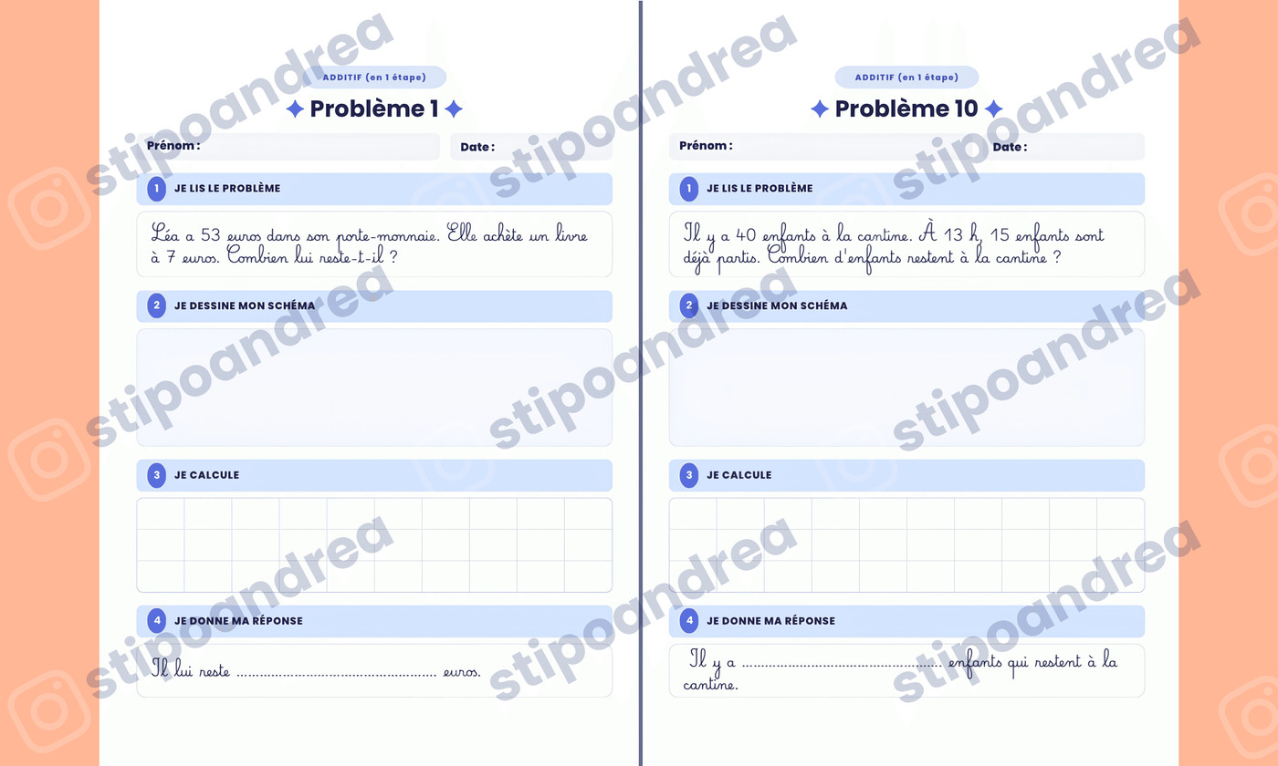 Aperçu problèmes maths à imprimer 