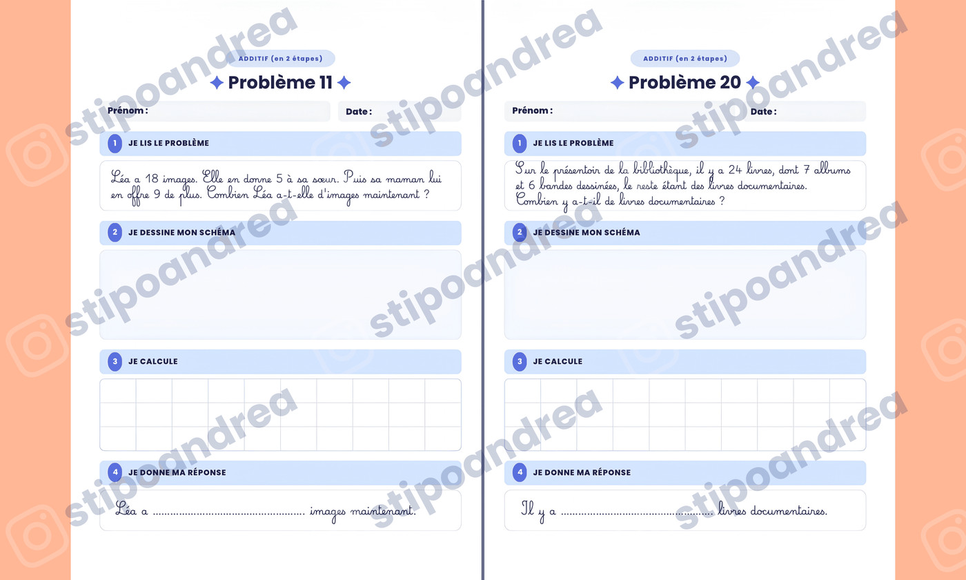Aperçu problèmes maths à imprimer 