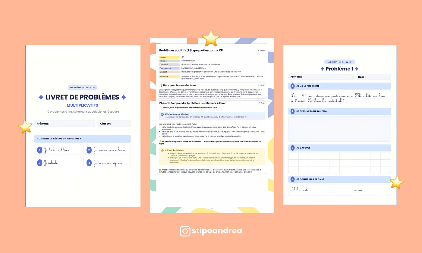 Aperçu problèmes maths à Imprimer CP