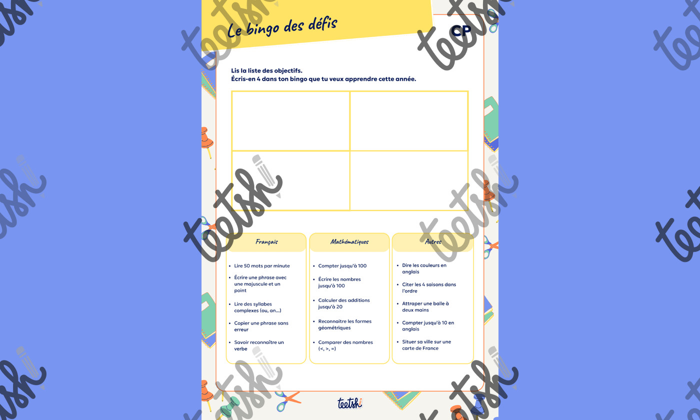 Aperçu Activités de rentrée Cycles 2 et 3 - Teetsh - Bingo des défis